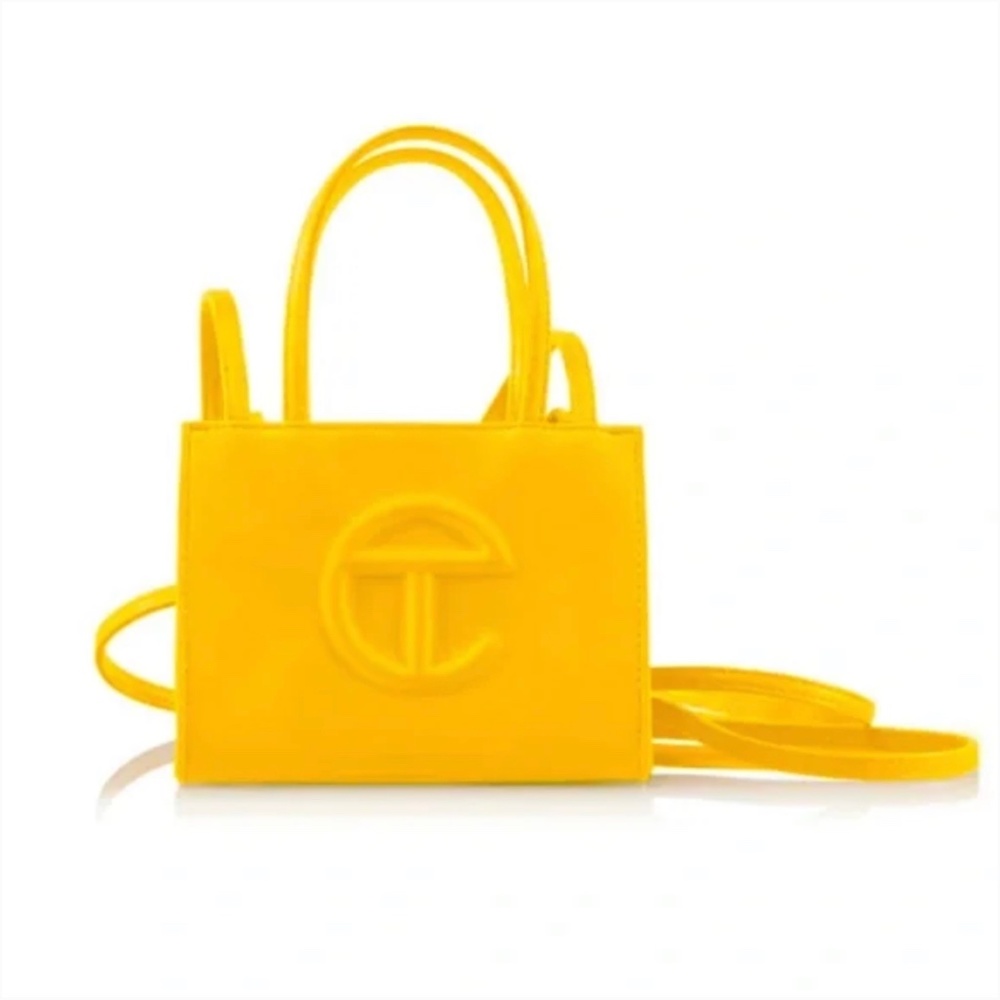Yellow Telfar Vegan Leather Shopping Bag Crossbody  Small